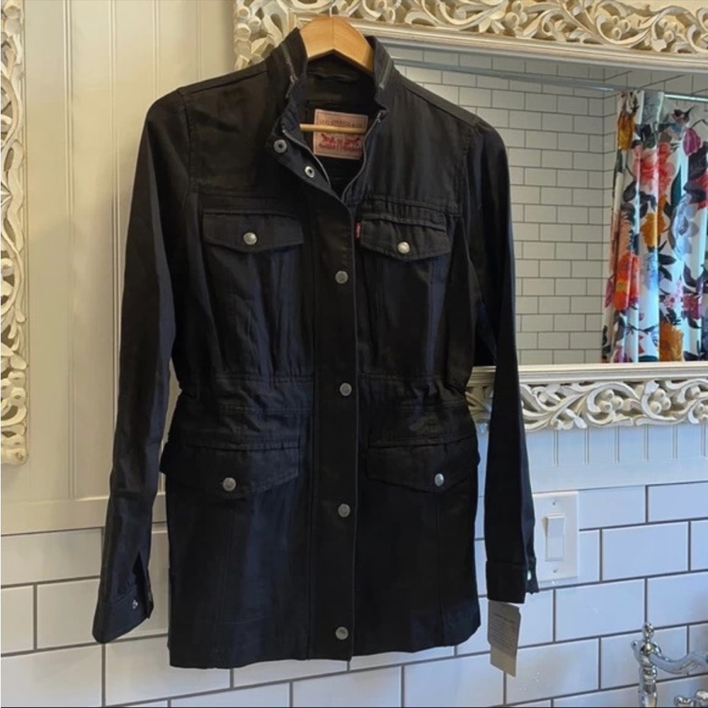 LEVI'S Longline Military Jacket Black NWT XS